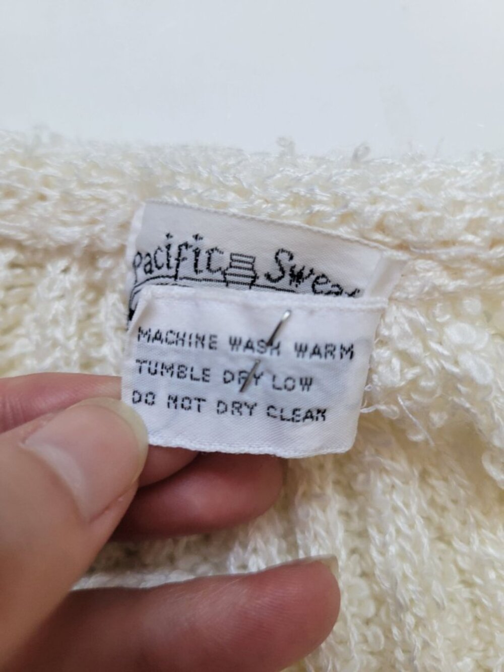 Pacific Sweater Exchange vintage 1980s or 1990s cream boucle knit open cardigan - Picture 10 of 10